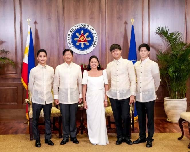 The First Family: (from left) Ilocos Norte 1st District Rep. Sandro Marcos, President Ferdinand Marcos Jr., First Lady Liza Araneta-Marcos, William Vincent Marcos and Joseph Simon Marcos.