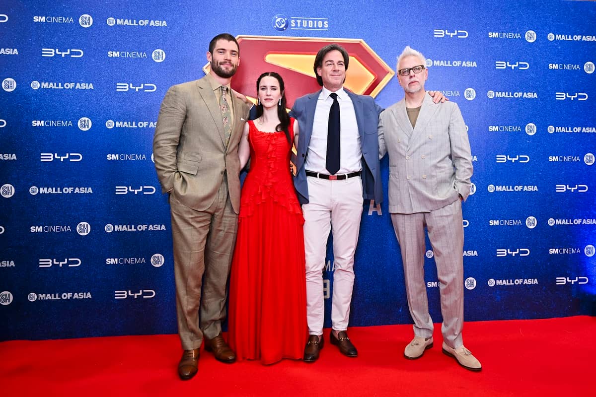 SUPERMAN, David Corenswet, Lois Lane, Rachel Brosnahan, DC Studios Co-Founder, Peter Safran, and DC Studios Co-founder and Superman Director, James Gun,n at the Superman Fan Event with BYD as the official mobility partner in the Philippines