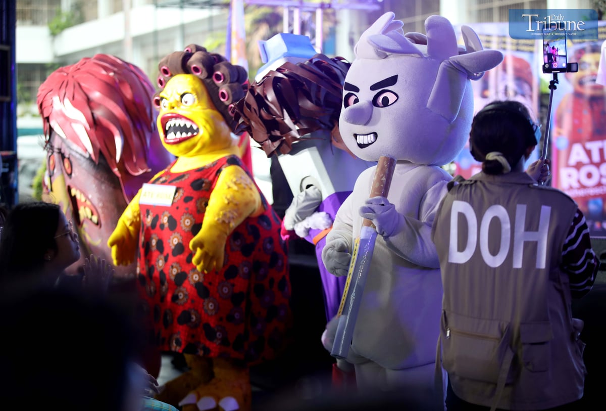 THE Mascot symbolizes a cancer disease dramatized, during the Department of Health’s (DOH) No Smoking Month campaign on Monday, June 30, 2025, at Eusebio High School in Pasig City. This year’s theme, “Wag Magpaloko sa Vape at Sigarilyo,” to raise awareness among the youth about the harmful effects of tobacco and vape use. Eusebio High School is also home to the country’s first-ever student-led Anti-Vape and Anti-Tobacco Council. The council seeks to empower students to take an active role in spreading health awareness and advocating against tobacco and vape use among their peers.