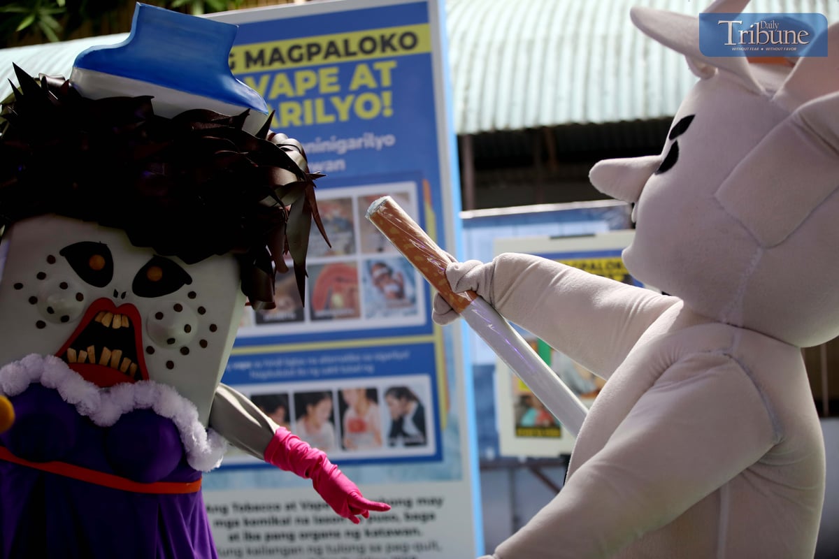 THE Mascot symbolizes a cancer disease dramatized, during the Department of Health’s (DOH) No Smoking Month campaign on Monday, June 30, 2025, at Eusebio High School in Pasig City. This year’s theme, “Wag Magpaloko sa Vape at Sigarilyo,” to raise awareness among the youth about the harmful effects of tobacco and vape use. Eusebio High School is also home to the country’s first-ever student-led Anti-Vape and Anti-Tobacco Council. The council seeks to empower students to take an active role in spreading health awareness and advocating against tobacco and vape use among their peers.
