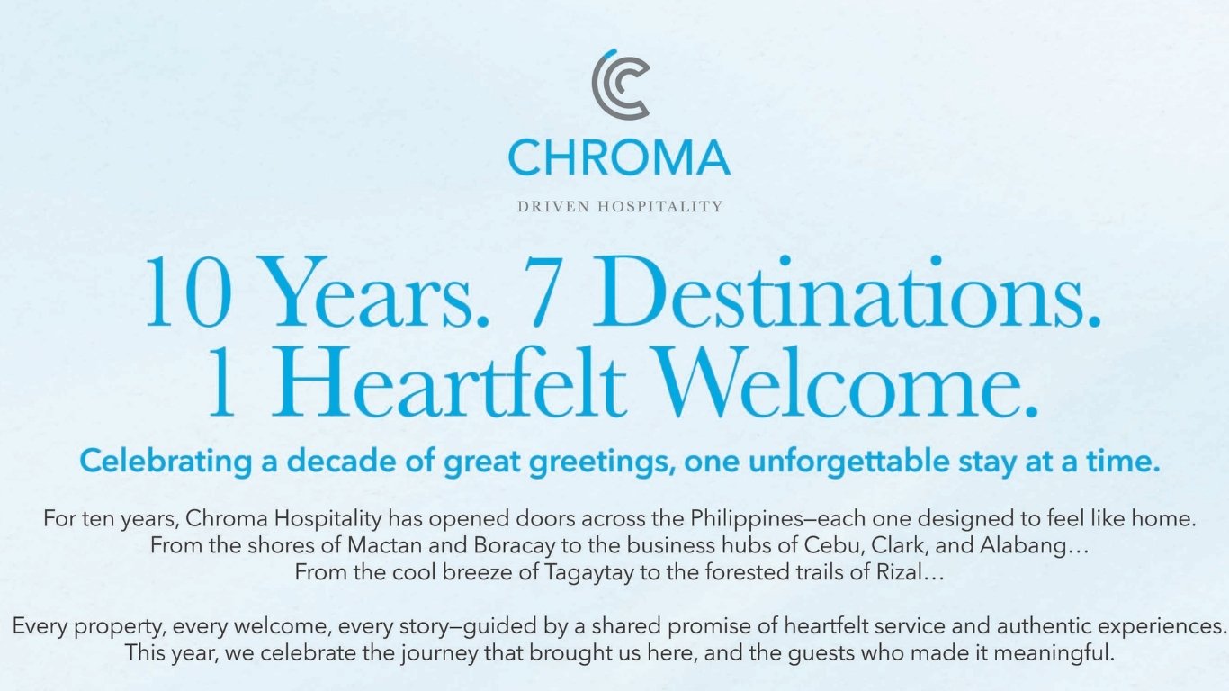 Chroma Driven Hospitality - 10 Years. 7 Destinations. 1 Heartfelt Welcome.