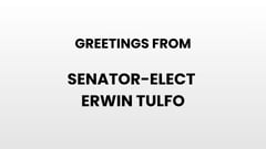 Greetings from Senator-Elect Erwin Tulfo