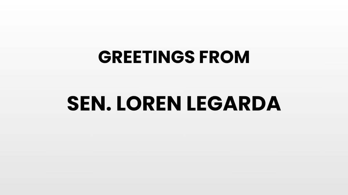 Greetings from Sen. Loren Legarda