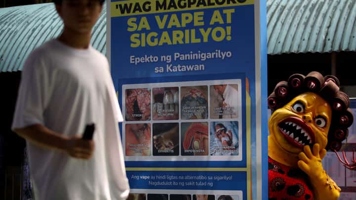 THE Mascot symbolizes a cancer disease dramatized, during the Department of Health’s (DOH) No Smoking Month campaign on Monday, June 30, 2025, at Eusebio High School in Pasig City. This year’s theme, “Wag Magpaloko sa Vape at Sigarilyo,” to raise awareness among the youth about the harmful effects of tobacco and vape use. Eusebio High School is also home to the country’s first-ever student-led Anti-Vape and Anti-Tobacco Council. The council seeks to empower students to take an active role in spreading health awareness and advocating against tobacco and vape use among their peers.