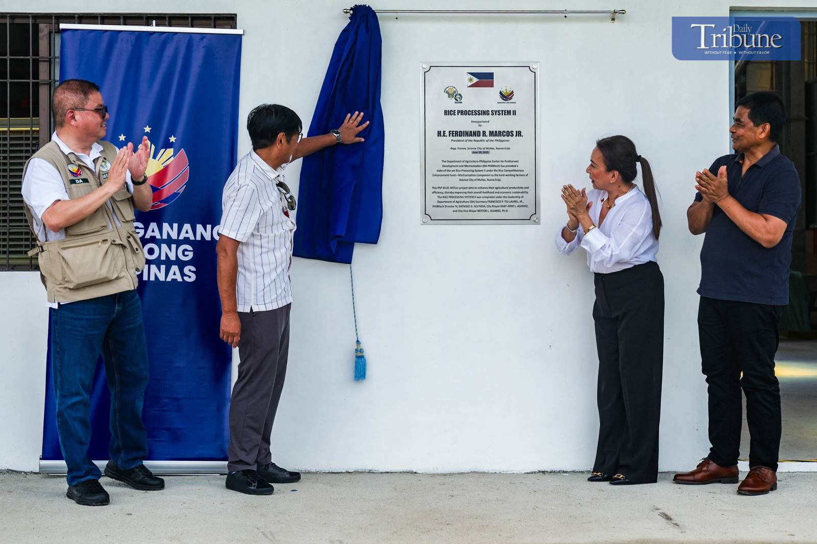 PRESIDENT Ferdinand R. Marcos Jr. leads the inauguration of the Rice Processing System (RPS) II Facility and the turnover of farm machinery in the Science City of Muñoz, Nueva Ecija, on June 30, 2025. This is part of efforts to modernize agriculture and uplift the lives of Filipino farmers. The state-of-the-art facility, developed by PHilMech through the RCEF Mechanization Program, is designed to enhance rice productivity and competitiveness by providing access to advanced postharvest technologies. With a processing capacity of 2–3 tons per hour, the RPS II features cutting-edge equipment including rice mills, dryers, and automated packing systems. Serving about 6,000 farmers across 9,200 hectares, the facility is expected to significantly improve efficiency and income in one of the country’s major rice-producing areas. Additionally, 17 farmers' cooperatives received new farm machinery, including tractors and rice combine harvesters, to further support mechanized farming.
