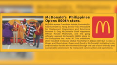 McDonald's Philippines Opens 800th store.