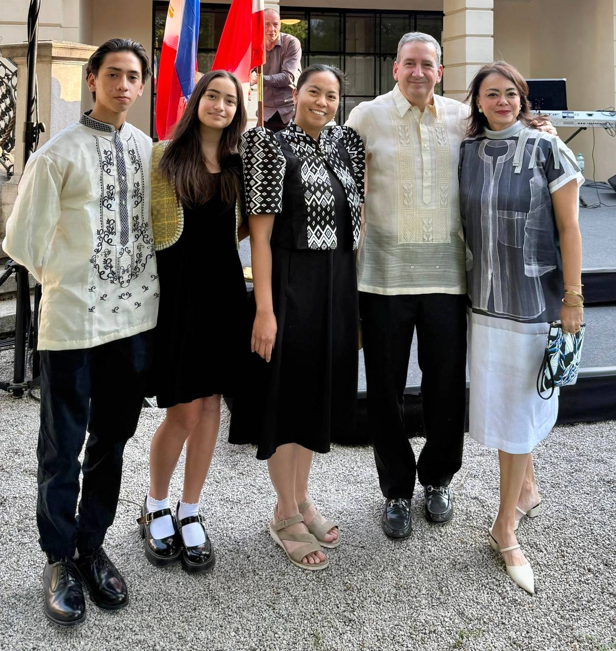 Filipino-American visitors to Vienna Kevin, Nina, Candice and Tim Cipullo with Katrina Holigores.