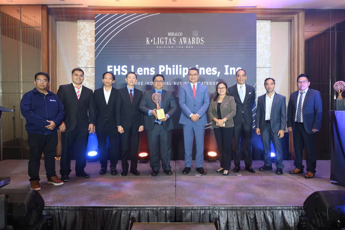 EHS Lens Philippines won the K-Ligtas Awards under the Large Industrial Business Category. Representatives of EHS Lens led by its (5th from left) president Engr. Alberto De Los Reyes accepted the award during ceremony.