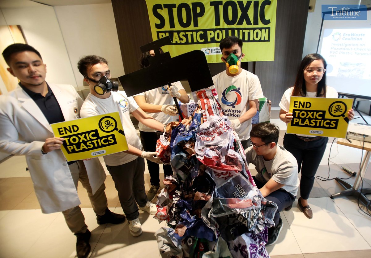 At a press conference in Quezon City marking Plastic-Free July, toxics watchdog EcoWaste Coalition revealed that polyvinyl chloride (PVC) tarpaulins used in the recent midterm elections contain hazardous industrial chemicals that pose serious risks to human health and the environment. The group called for stronger local and international regulations to eliminate the use of such toxic substances in plastic products.
