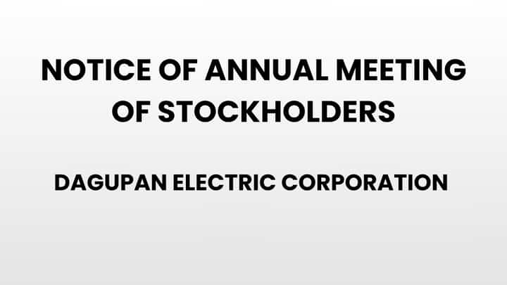 Notice of Annual Meeting of Stockholders - Dagupan Electric Corporation