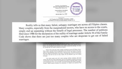 Proposals for absolute divorce in Phl revived in 20th Congress