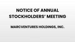 Notice of Annual Stockholders' Meeting - MARCVENTURES HOLDINGS, INC.