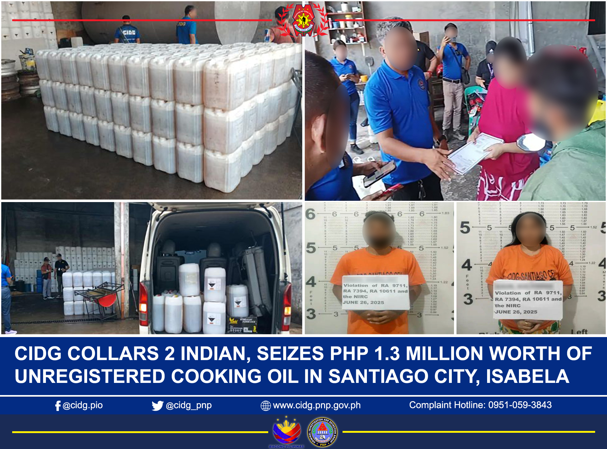 Not so slick: P1.3M worth of cooking oil seized by CIDG in Santiago City