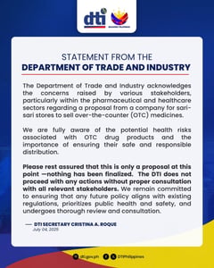 Selling OTC meds in sari-sari stores only a proposal, says DTI
