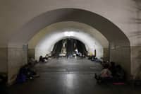 PEOPLE take shelter overnight in an underground subway station during missile strikes in Kyiv on 4 July 2025, amid the Russian invasion of Ukraine.