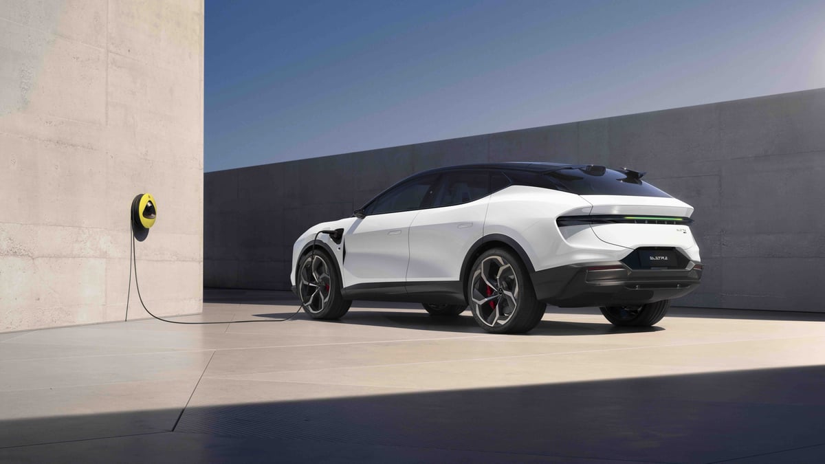 THE Lotus Eletre 600 recharges under the sun, showing off its sleek profile and electrified power.