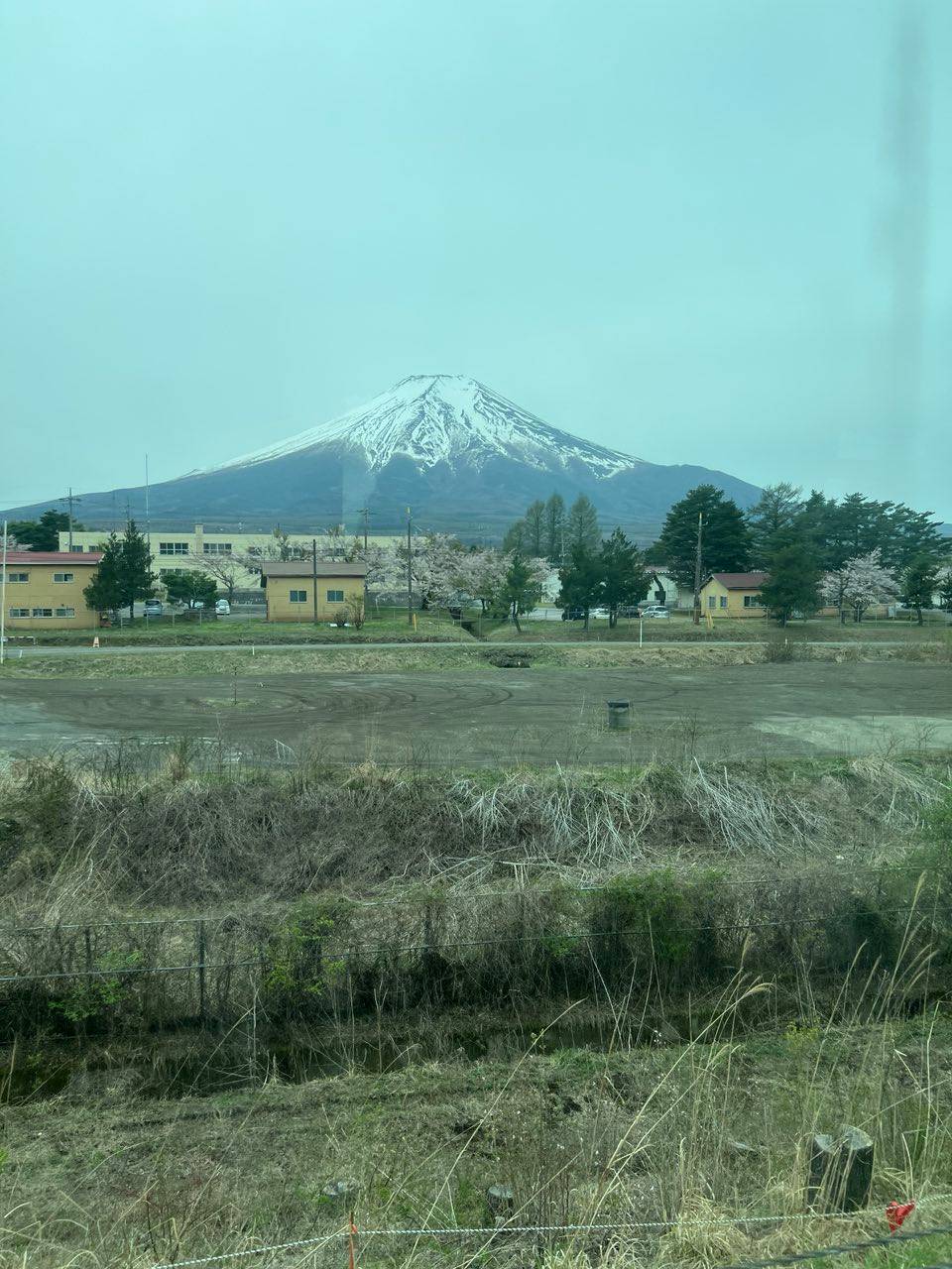 The domineering peak through the fields.