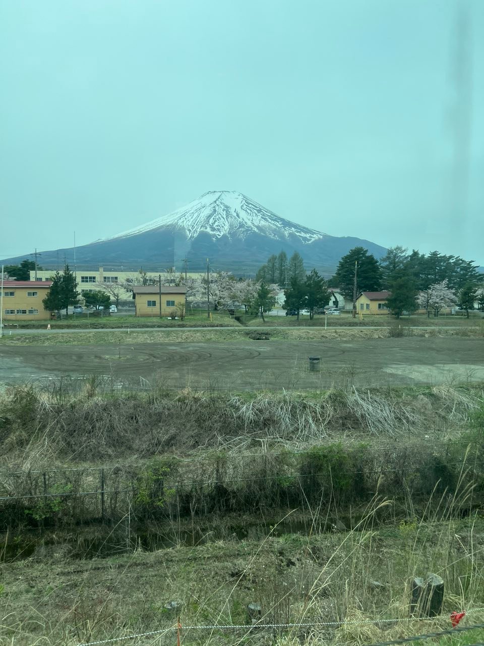 The domineering peak through the fields.