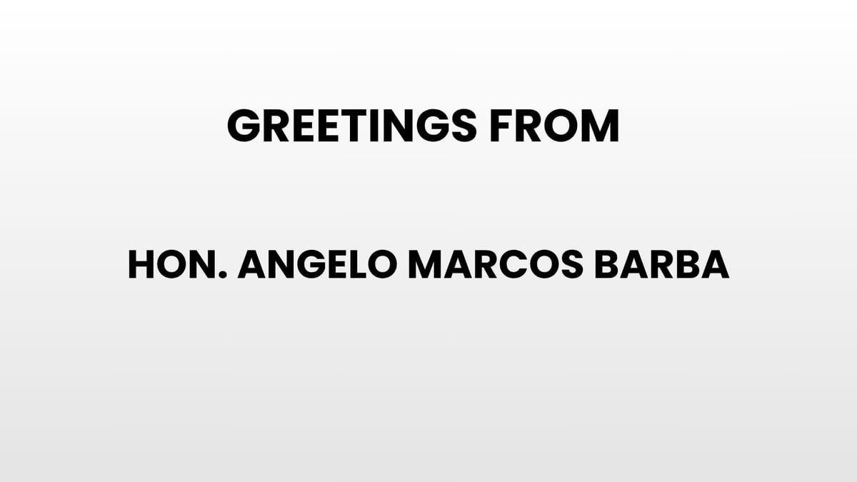 Greetings from Hon. Angelo Marcos Barba