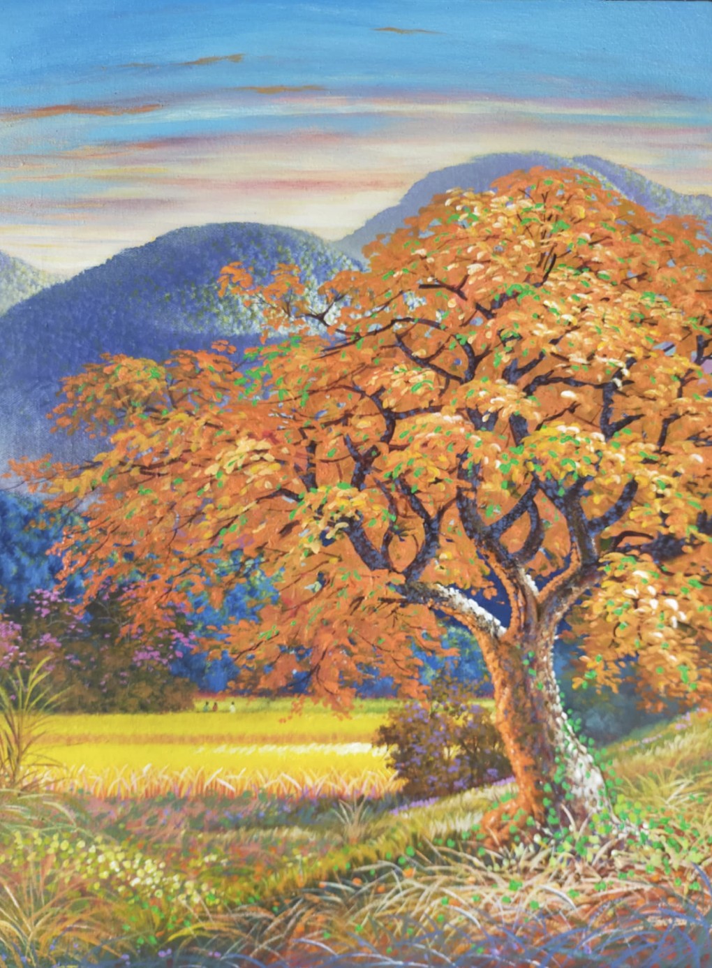 A painting in the 'Lovely Tree' series' by Jo Florendo.