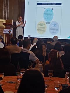 TV Patrol anchor and UN Women national goodwill Ambassador Karen Davila warns women that DEI backsliding means returning to the old stereotyping environment, during Day 3 of the 2025 CSR Conference and Expo of the League of Corporate Foundations on 3 July at the Dusit Thani in Makati City.