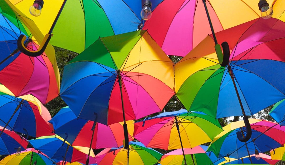 Umbrellas brightened Quezon Memorial Circle.