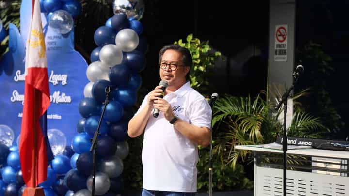 PPA general manager, Atty. Jay Daniel Santiago, addresses his personnel during the flag raising ceremony on Monday, marking the opening of its 51st Anniversary, at the PPA office in Port Area, Manila.