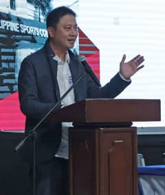 PHILIPPINE Sports Commission chairman Patrick Gregorio lays down the solutions to all the problems hounding the members of the national team during the general assembly yesterday at the Ninoy Aquino Stadium.