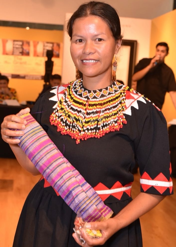 Lelet Tumana of Higaonon Tribe at Bukidnon with her Hinabol Weave.