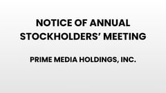 Notice of Annual Stockholder's Meeting - Prime Media Holdings, Inc.