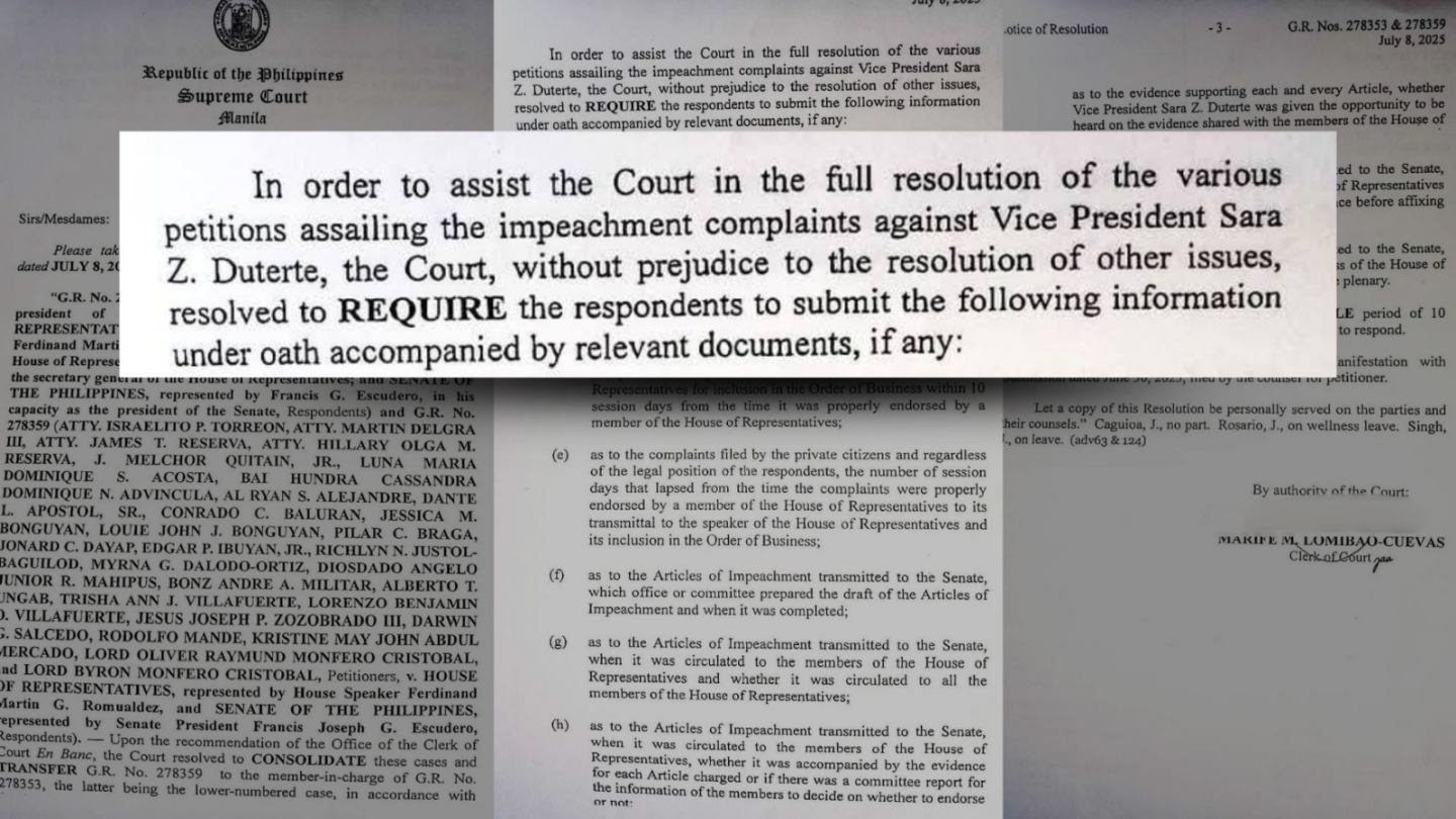 Supreme Court presses Congress for details on Duterte impeachment trial