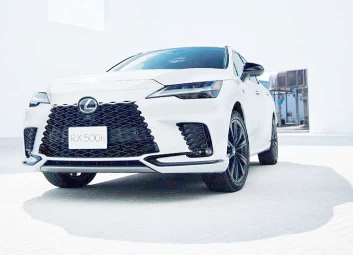THE Lexus RX 500h stands out with its bold grille and athletic stance, blending power and poise in a refined SUV package.
