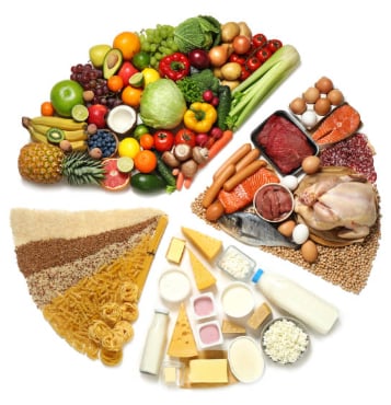 HEALTHY food pie chart.