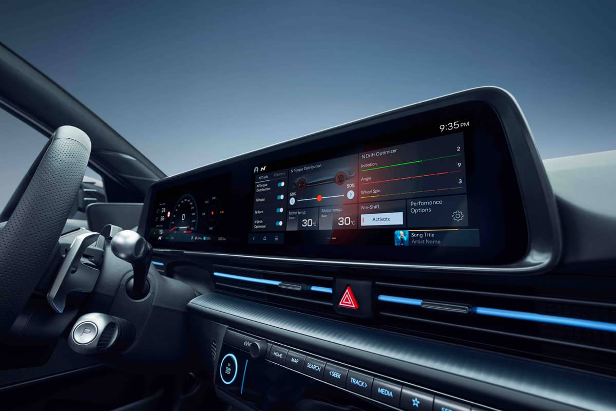 THE large infotainment screen lets drivers tweak performance settings on the fly.