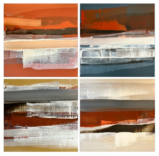 ‘INNER Illumination (Set of 4),’ mixed media, 12" x 12," 2025