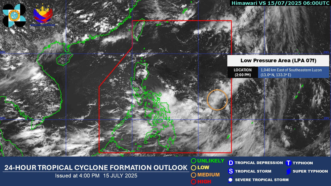 LPA over Philippine Sea could strengthen to ‘Crising’