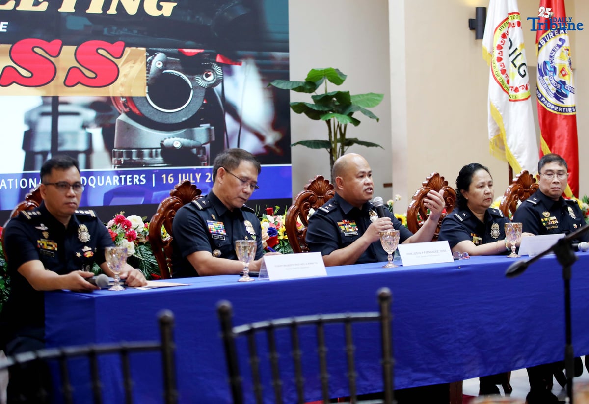Bureau of Fire Protection (BFP) Director Jesus Piedad Fernandez speaks to the media during a press briefing at BFP Headquarters in Quezon City on Wednesday. Fernandez said the BFP will deploy fire trucks and personnel in support of the Philippine National Police to help secure President Ferdinand Marcos Jr.’s fourth State of the Nation Address (SONA) on 28 July 2025.