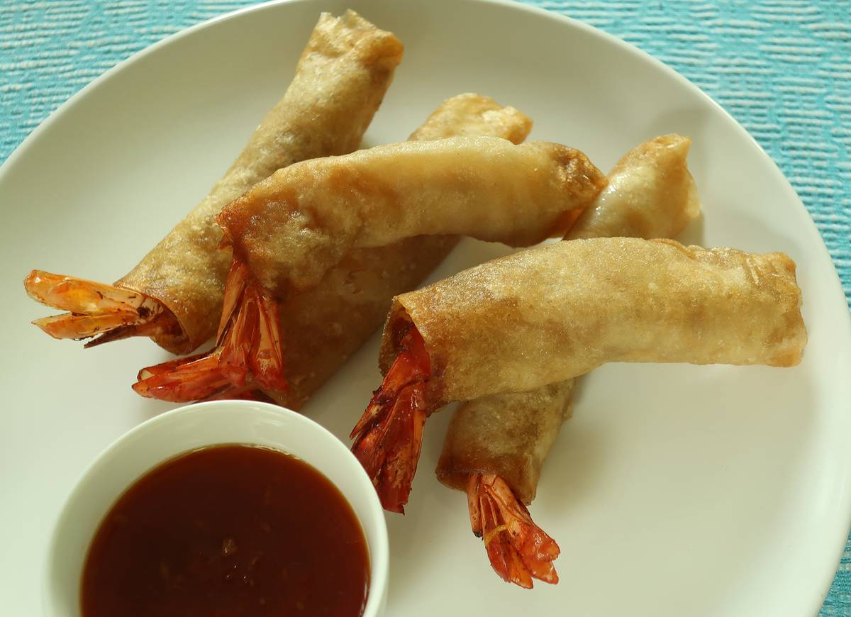 Prawn Spring Rolls with Sweet Spicy Sauce.