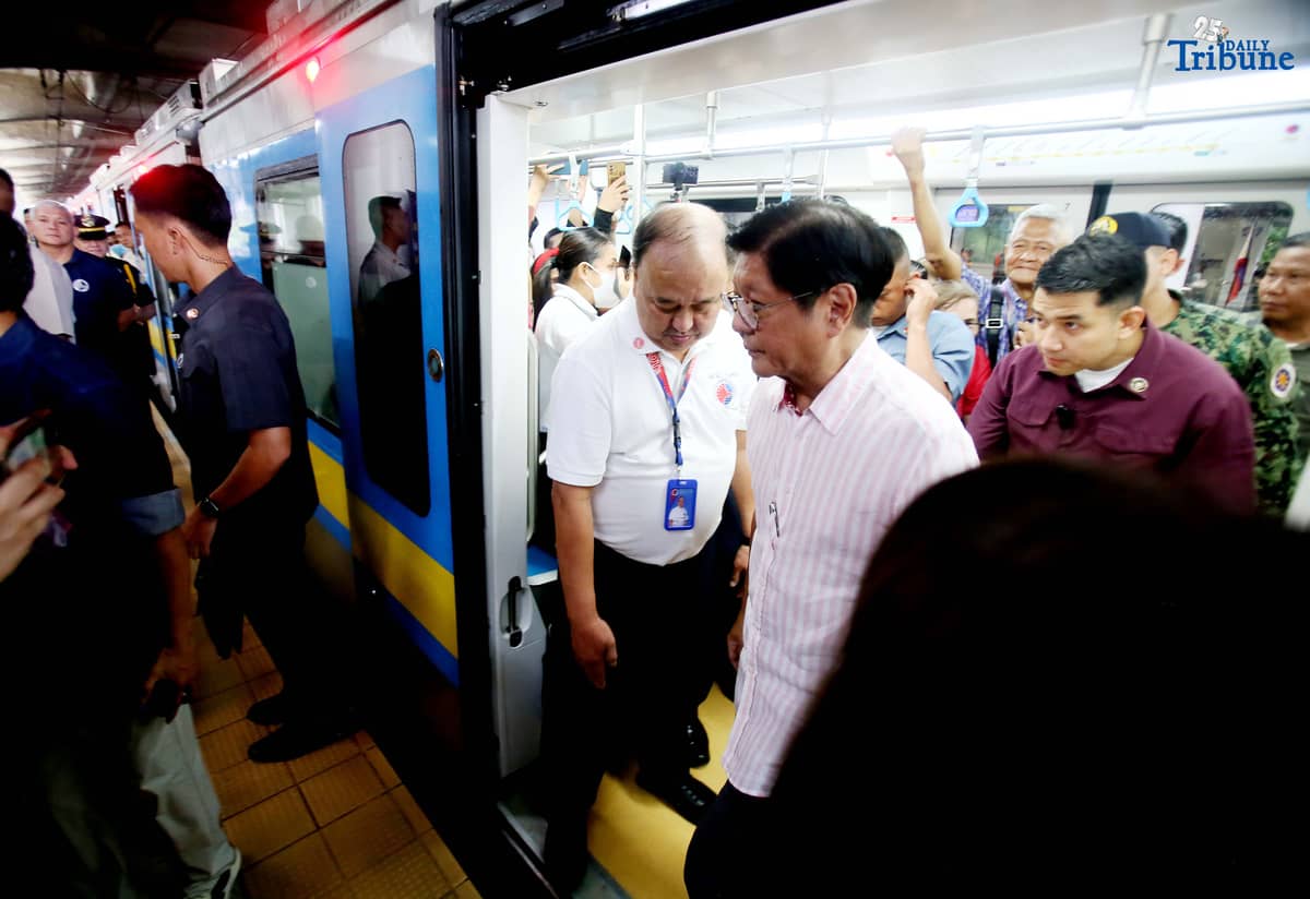 President Ferdinand Marcos Jr. leads the launch of the 50% train fare discount for senior citizens and persons with disabilities at the MRT-3 Santolan-Annapolis Station in Quezon City on Tuesday, July 16, 2025. Joining him are Transportation Secretary Vince Dizon and MRT-3 General Manager Michael Capati.