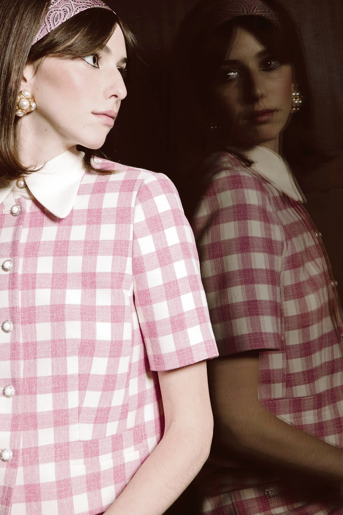TARA JARMON Vanita Gingham Top.