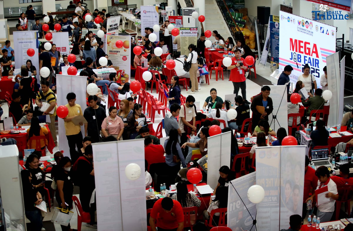 JOB seekers crowd the Mega Job Fair 2025 organized by the San Juan City local government on Thursday. The event aims to connect applicants with employment opportunities.