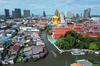 GIANT Buddha statue at the Wat Paknam Phasi Charoen Buddhist temple complex in Bangkok, Thailand.