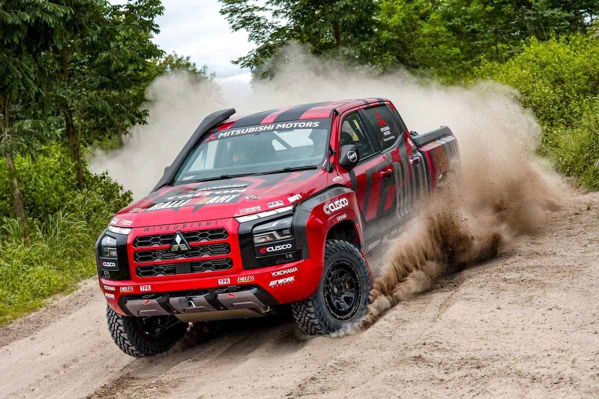 THICK sand puts the truck’s handling and grip to the test.