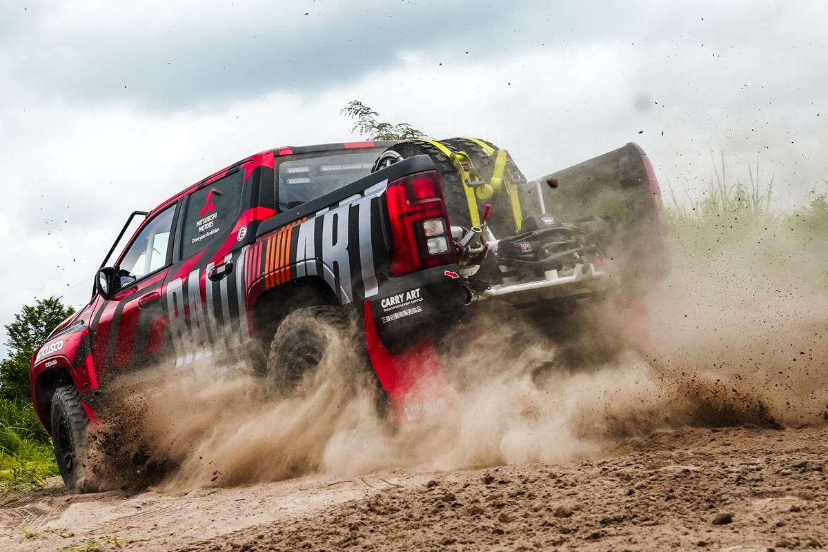 KICKING up dust, the Triton powers through with force.