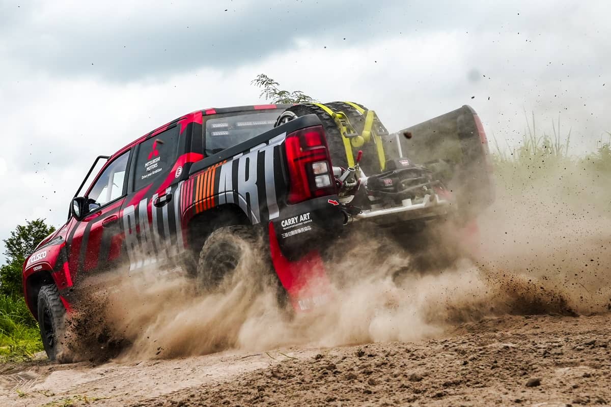KICKING up dust, the Triton powers through with force.