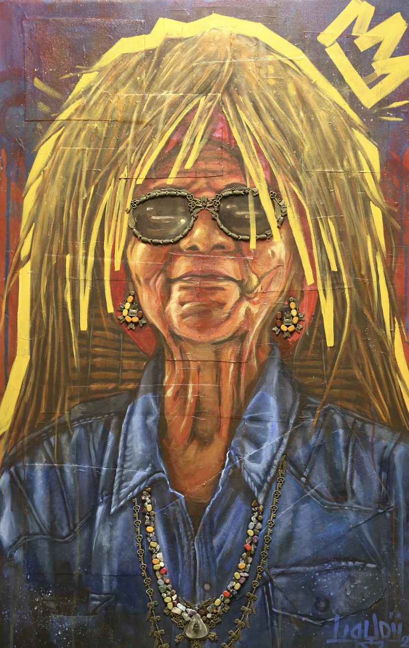 Lloyd Mina's 'Gangstabuela' (mixed media, 3 by 2 feet, 2025).