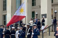 ARLINGTON, Virginia -- President Ferdinand Marcos Jr. arrives at the Pentagon with United States Secretary of Defense Pete Hegseth.