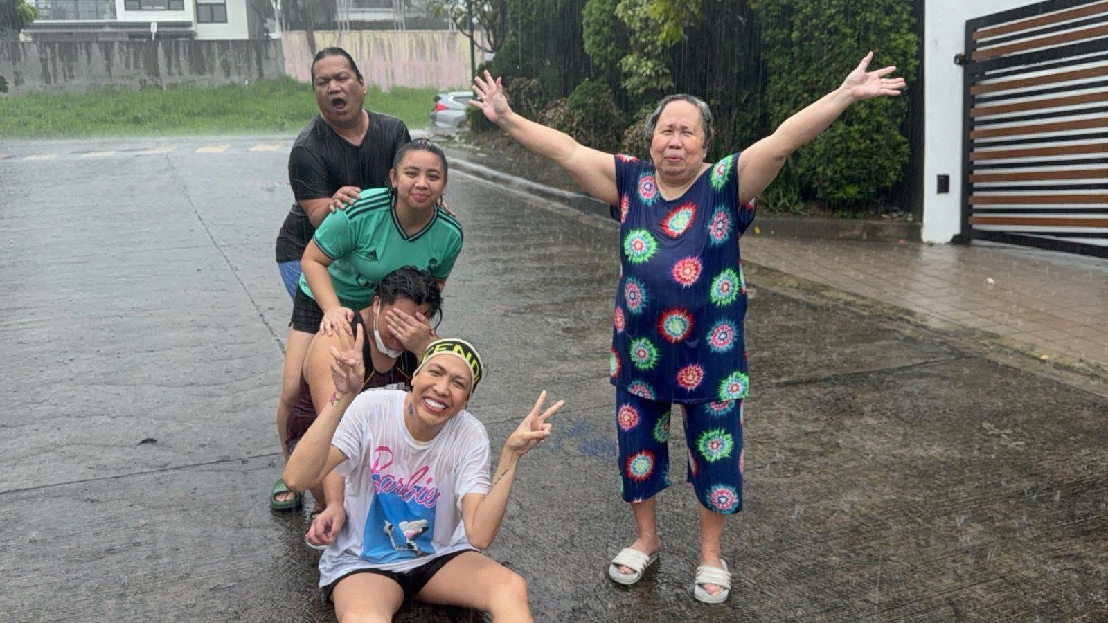 Vice Ganda skips work to play in the rain with mom