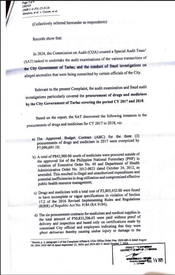 Ombudsman suspends 13 Tarlac City officials