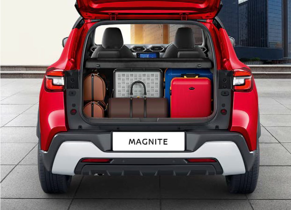 THE Magnite offers 336 liters of cargo space, enough for weekend hauls.